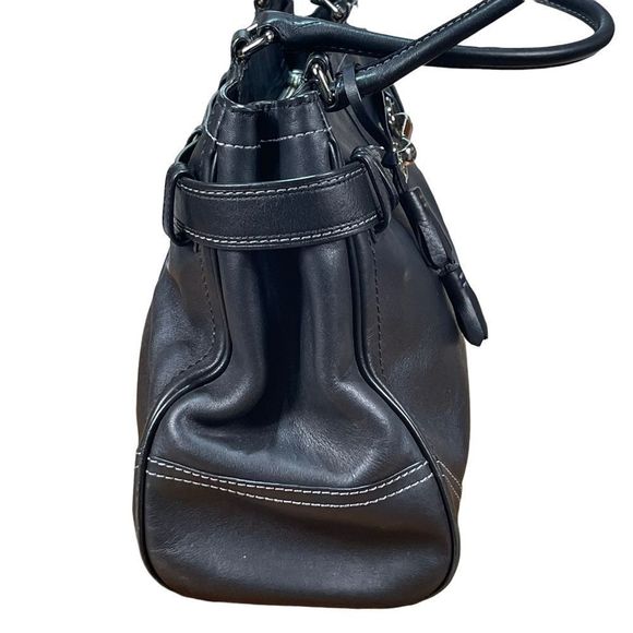 Coach Carryall Hampton Large Tassel Black Leather Satchel Hand Bag Classic Tote - Picture 4 of 10